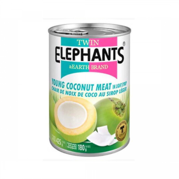 YOUNG COCONUT MEAT IN LIGHT SYRUP 425g TWIN ELEPHANT