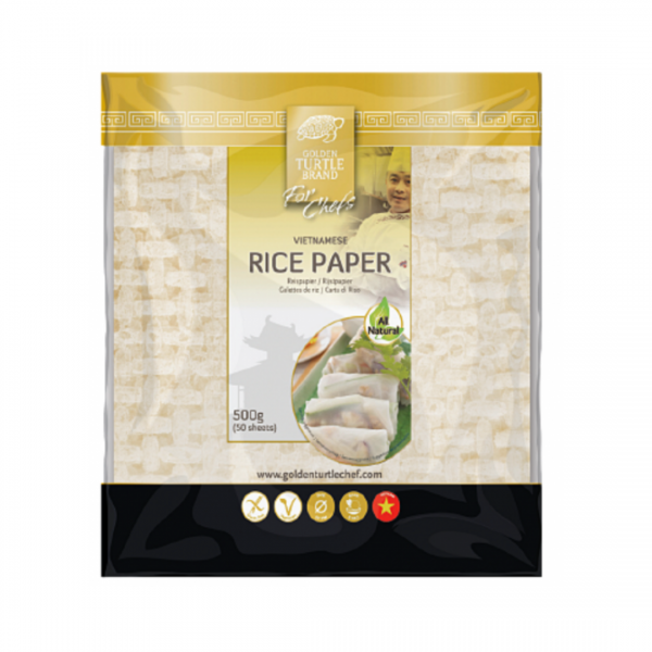 RICE PAPER SQUARE 19cm 500g GOLDEN TURTLE CHEF