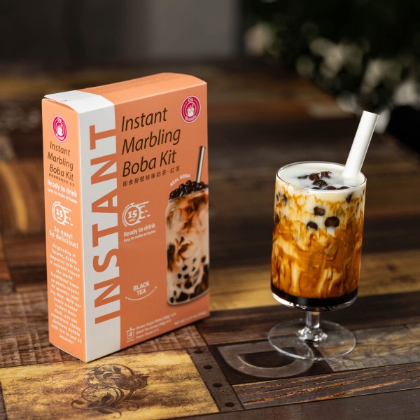 INSTANT MARBLING BOBA KIT BLACK TEA FLAVOR 240g (4 x 60g) O'S BUBBLE