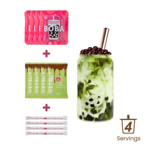 INSTANT MARBLING BOBA KIT MATCHA FLAVOR 240g (4 x 60g) O'S BUBBLE