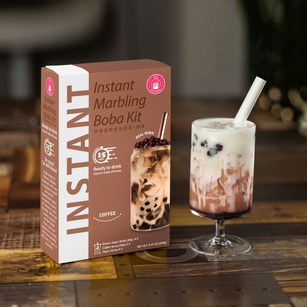 INSTANT MARBLING BOBA KIT COFFEE FLAVOR 240g (4 x 60g) O'S BUBBLE