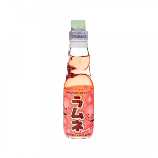 "RAMUNE" CARBONATED SOFT DRINK PEACH FLAVOR 200ml HATA