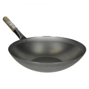 FLAT WOK WITH WOODEN HANDLE 33cm. NONFOOD