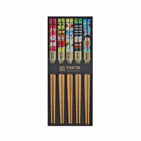 BAMBOO CHOPSTICKS KAWAII (5 PAIR SET) TOKYO DESIGN STUDIO