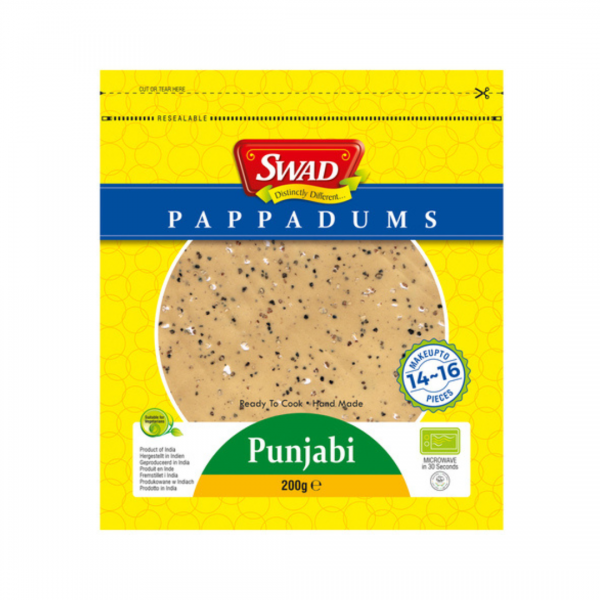 PAPPADUMS PUNJABI BLACK PEPPER 200g SWAD