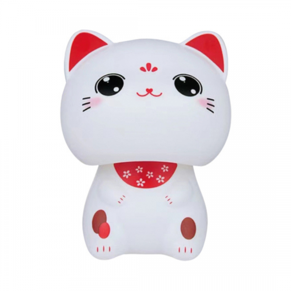 FORTUNE CAT WHITE SOLAR  6.8cm (1pc) NON FOOD