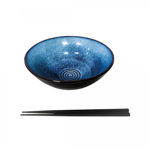 JAPANESE RAMEN BOWL BLACK/BLUE