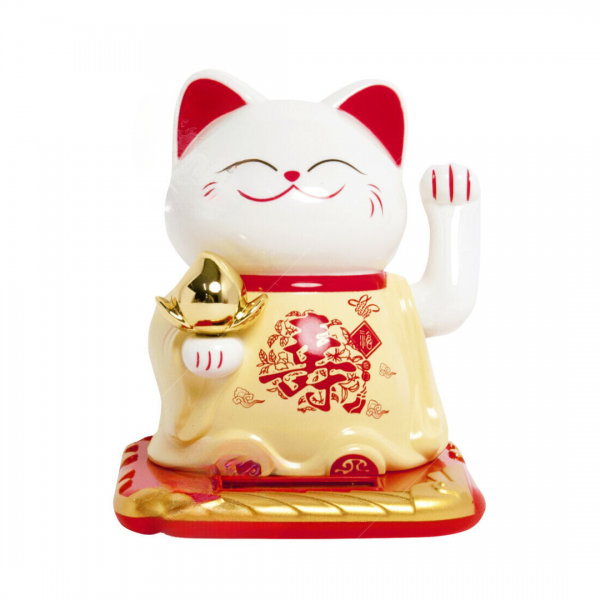 FORTUNE CAT YELLOW DRESS SOLAR 10.5cm (1pc) NON FOOD FORTUNE CAT YELLOW DRESS SOLAR 10.5cm (1pc) NON FOOD