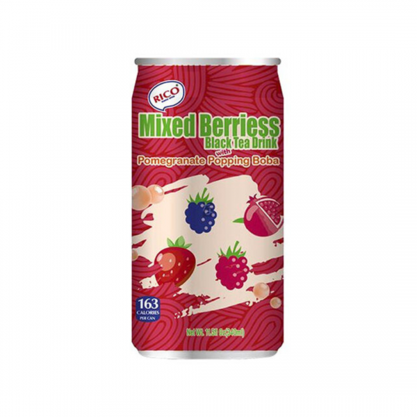 MIXED BERRIES BLACK TEA DRINK WITH POMEGRANATE POPPING BOBA 340ml RICO