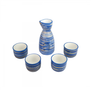 JAPANESE SAKE SET [POT&4 CUPS] BLUE 