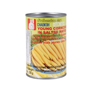 YOUNG BABY CORN IN SALTED WATER (15-19pc) 425g CHAOKOH