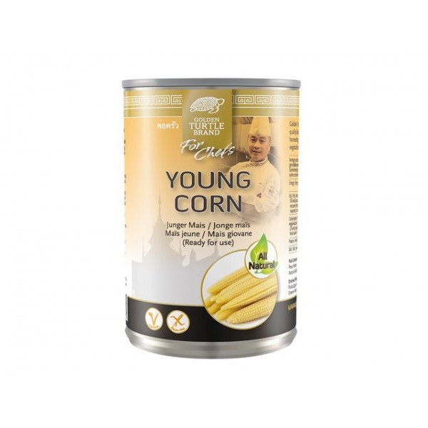 YOUNG BABY CORN 425g GOLDEN TURTLE CHEF 