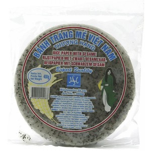 RICE PAPER (WRAPPERS) WITH BLACK SESAME SEEDS ROUND 22cm 400g HS